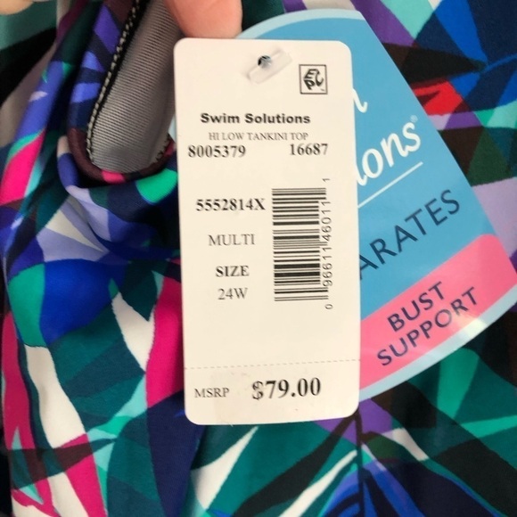 Swim Solutions Hi-Low Multicolored Tankini Size 24W NWT - Picture 7 of 10